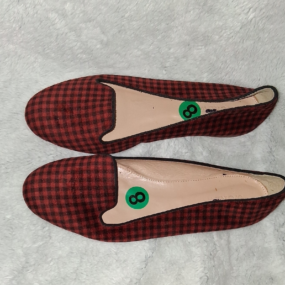 J. Crew Red Checkered Plaid Women's Flats